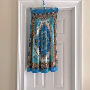 Gorgeous strapless dress w beaded neck tie